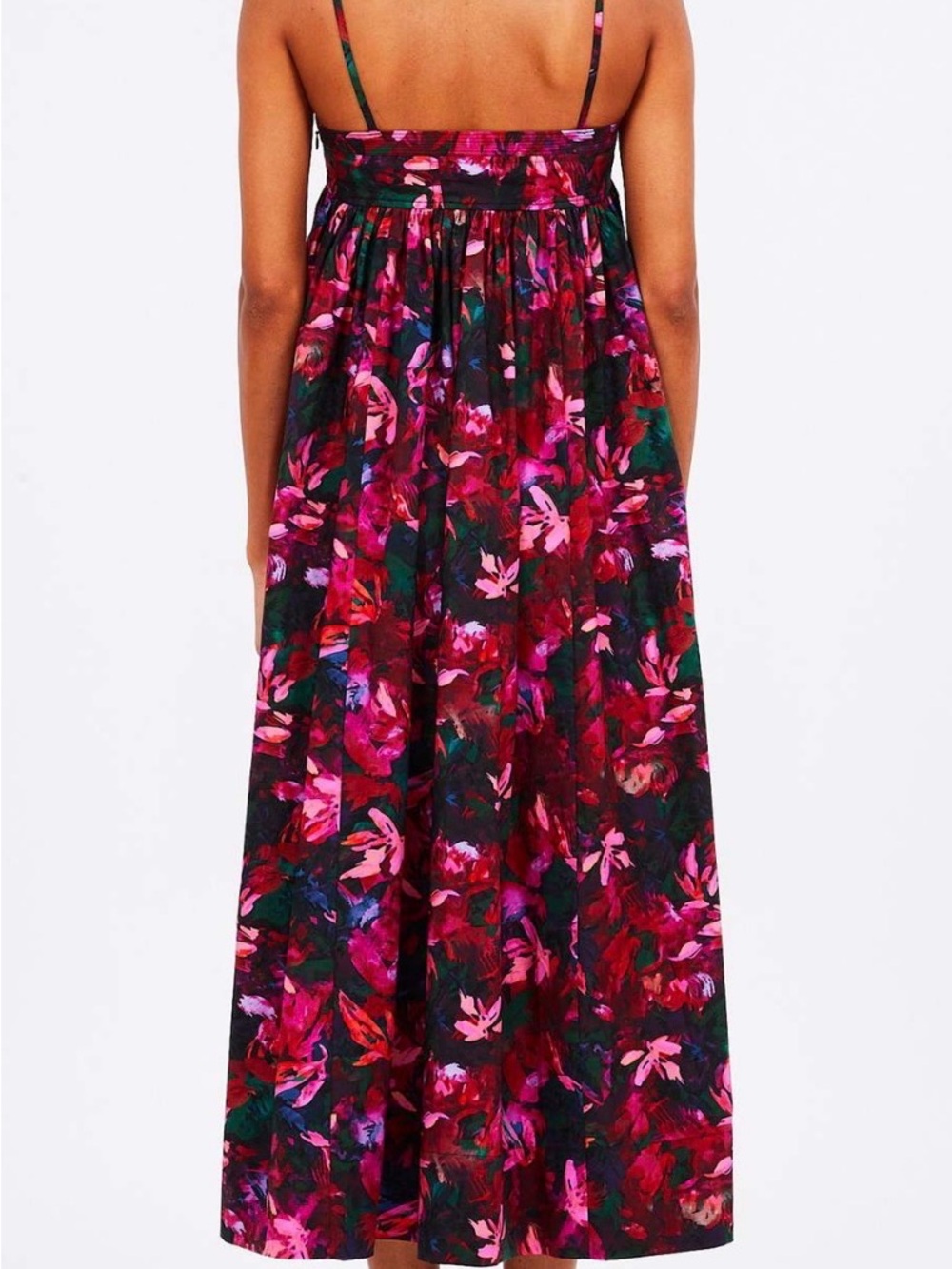 Ulla Johnson Pink Floral Midi Spaghetti-Strap Dress - Picture 3 of 4